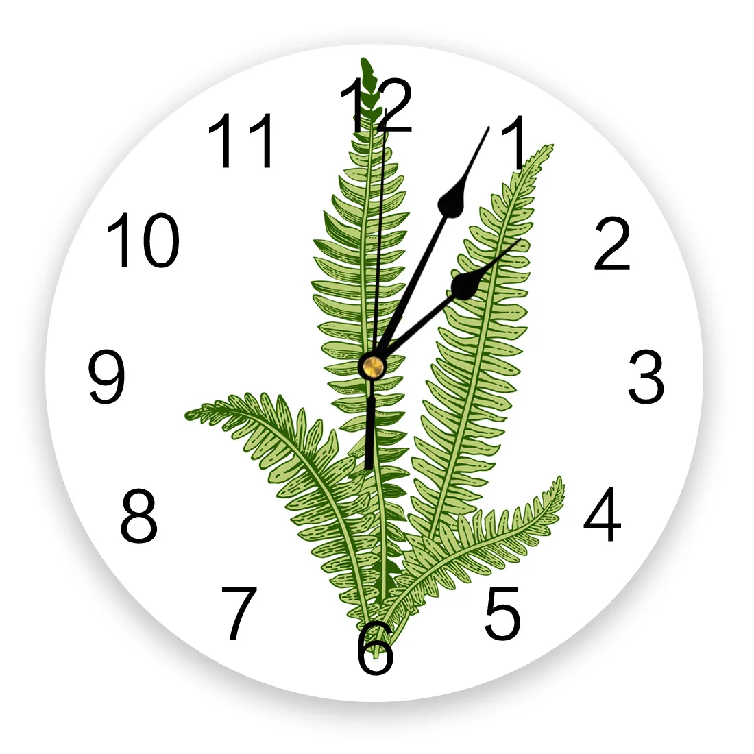 

Часы из ПВХ с папоротными зелеными растениями, Современные Простые Модные бесшумные часы для спальни, гостиной, украшение для дома и офиса