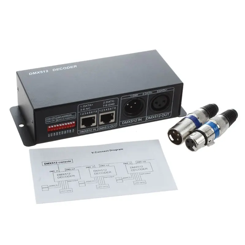 Декодер для DMX 512 4 канала x 8a фотоконтроллер 4-канальный драйвер RGBW фотолента DC 12V -