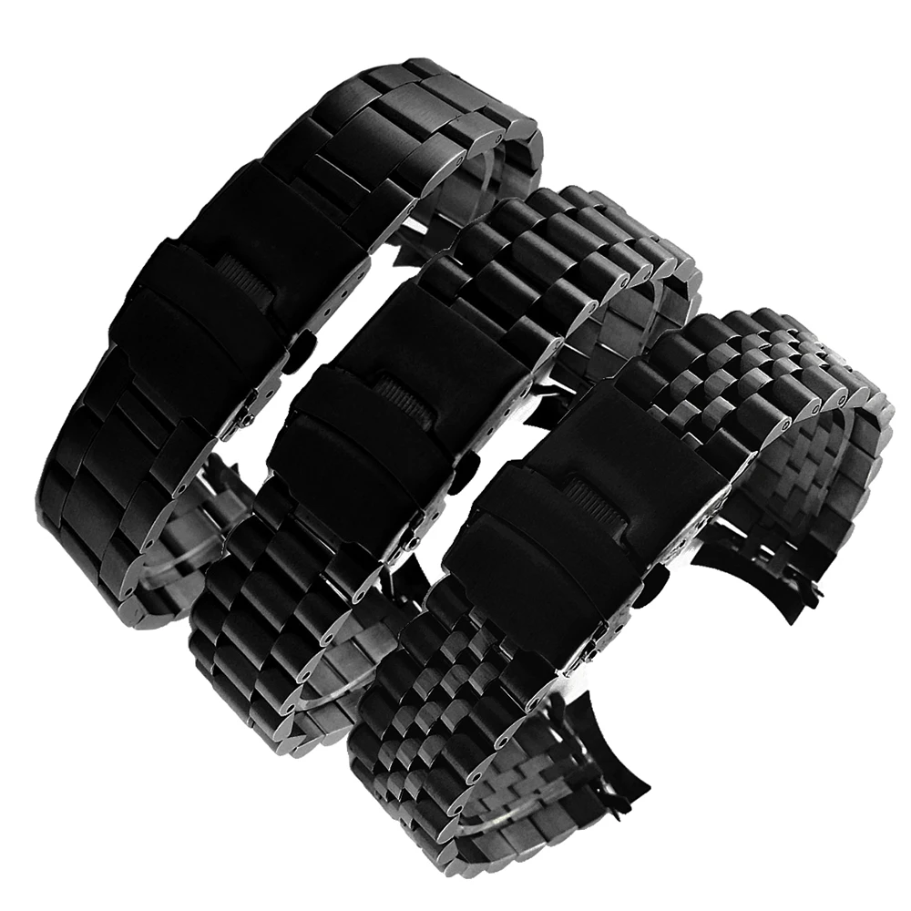 316L Stainless Steel Oyster Watchband for Seiko Men Watch Accessories Solid Jubilee Bracelet Curved Strap 18/19/20/21/22/23/24mm
