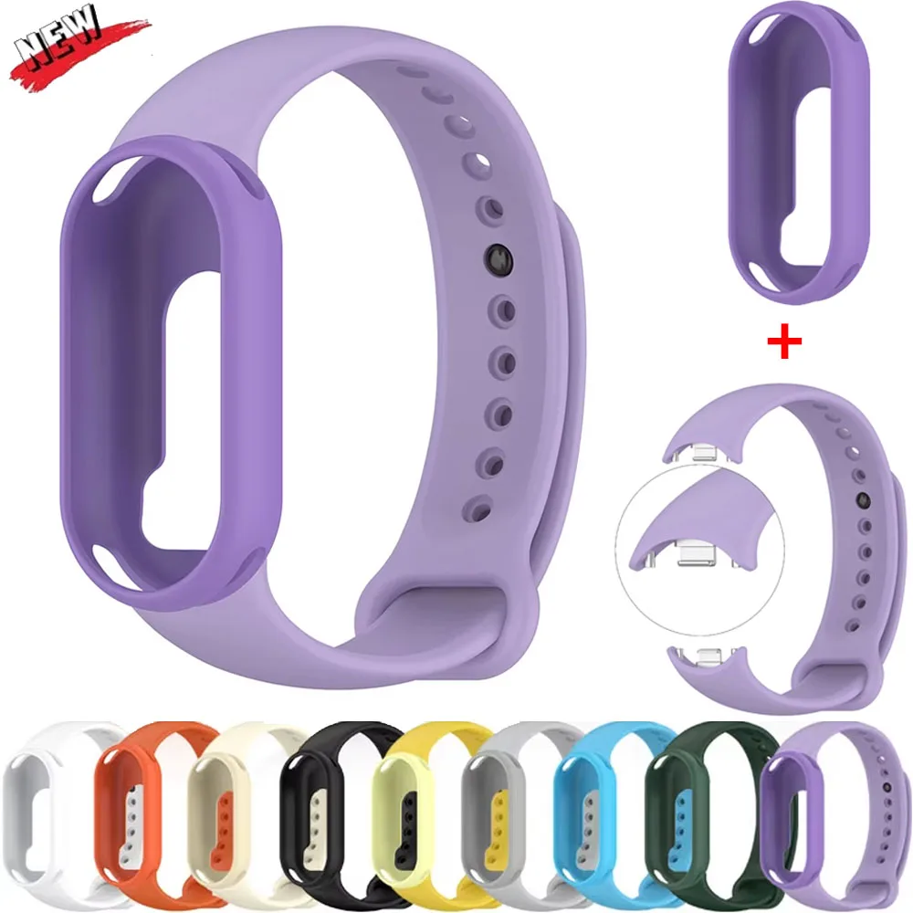 Фото Мягкий чехол + силиконовый ремешок для Xiaomi Band 10 9 8, защитный противоударный корпус для Mi Band 10 8, спортивный браслет-ремешок №1