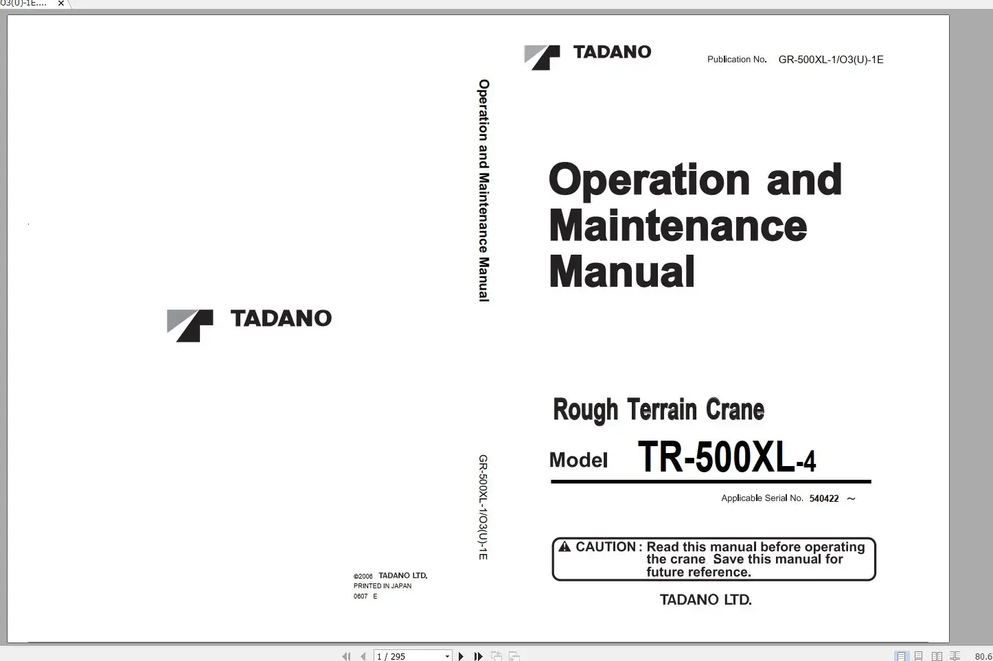 Tadano Crane ATF 5 62 ГБ Работает руководство по техническому обслуживанию DVD