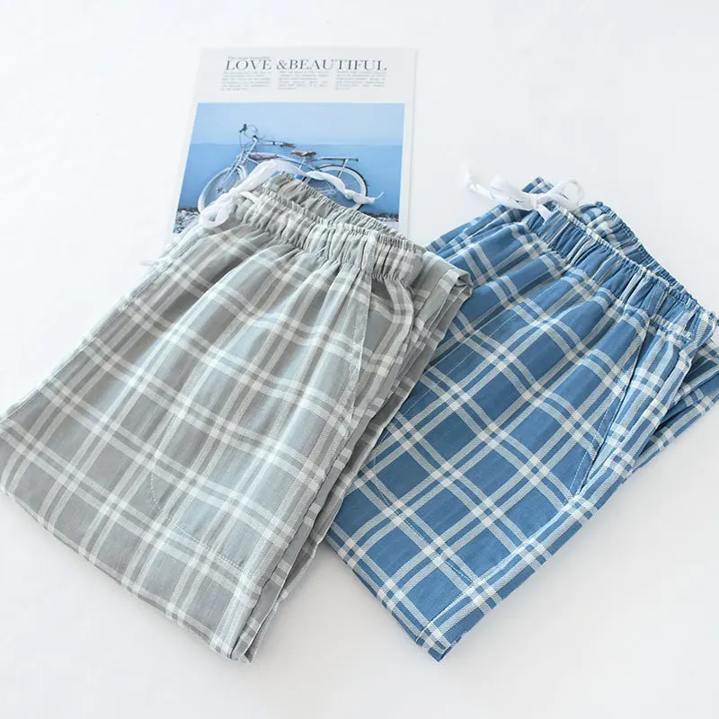 New Plaid Cotton Loose Men Pajama Pants Home Clothing Trousers Home Pants For Man Male Pyjama Bottoms Sleepwear Elastic Waist