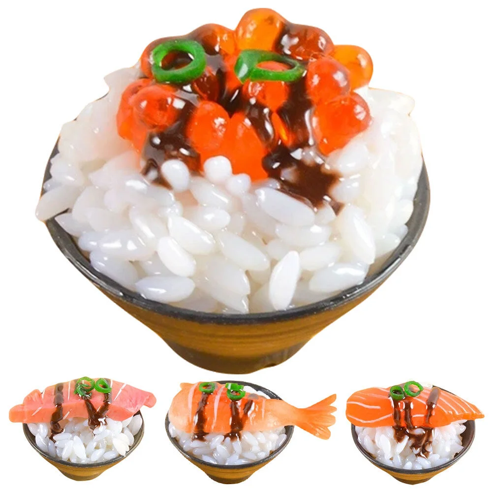 

4 Pcs Simulated Sushi Rice Toy's Kids Realistic Food Play Kitchen Fake Pretend Simulation Model Pvc Toys Plaything Child Game