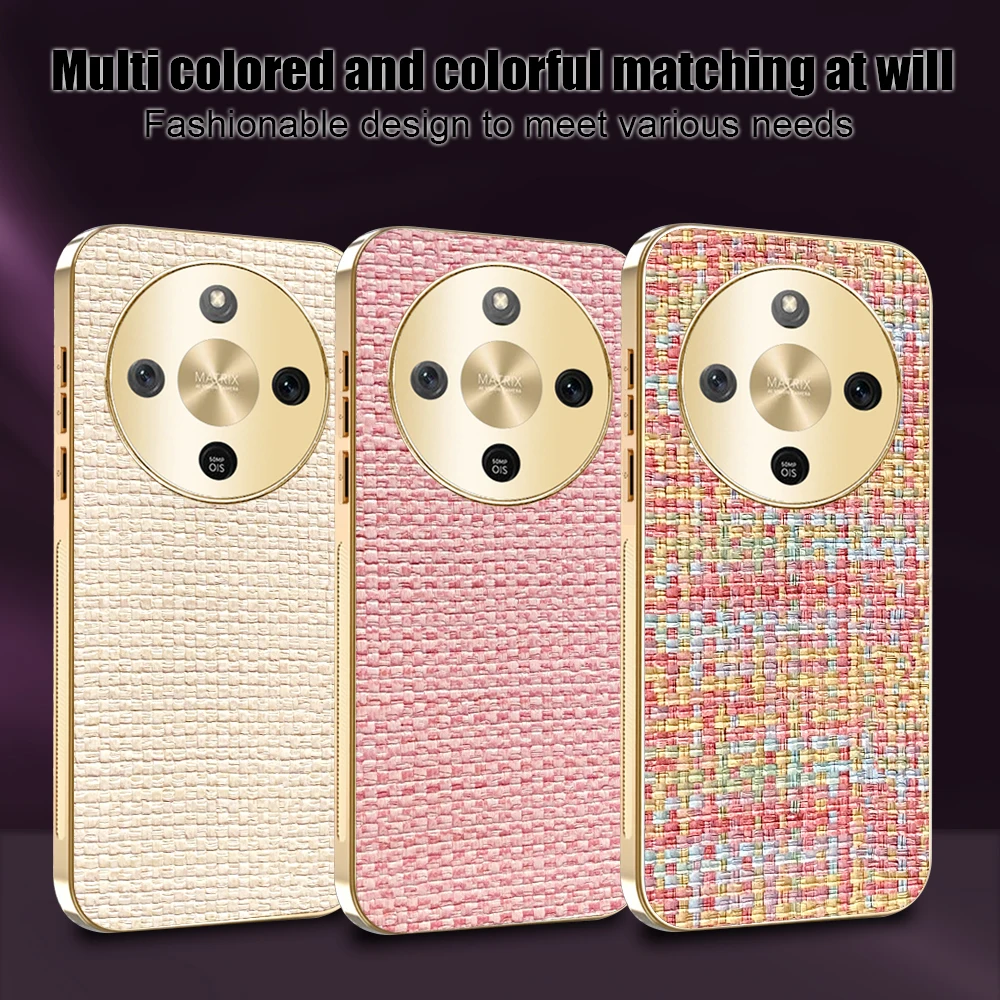 Фото Чехол для Honor Magic 8 Lite X9D X70 с тканевой текстурой, защитой камеры, гальваническим покрытием, силиконовый, ударопрочный, с бампером и задней крышкой №1