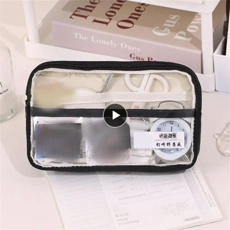 

Transparent Storage Box Wear-resistant Pencil Bag Fashion Multilayer Stationery Bag Students Supplies Edge Thickening Cartoon