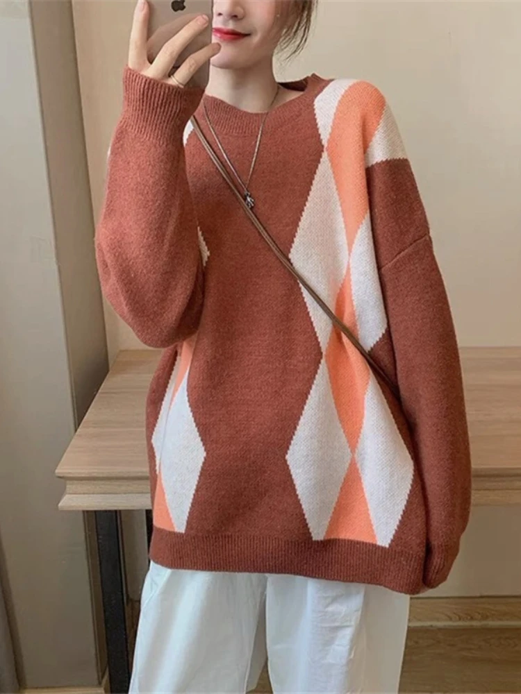 

Sweater Woman Winter 2022 Korean Fashion Pullover Long SleeveTopThick SweatersPulls Crew Neck Knitted Vintage Oversized Sweater