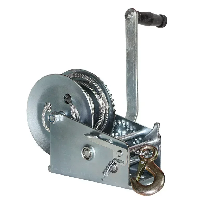 600 Lb-3000 Lb Wire Rope Lifting Winch Household Manual Hand Hoisting Self-locking Traction Machine with Steel