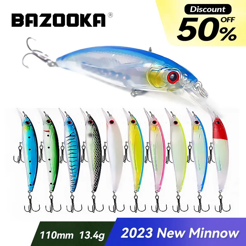 

Bazooka Japan Jerkbait Fishing Minnow Lure Carkbait Hard Sinking Floating Wobblers Jiging Swimbait Perch Bass Pike Winter Baits