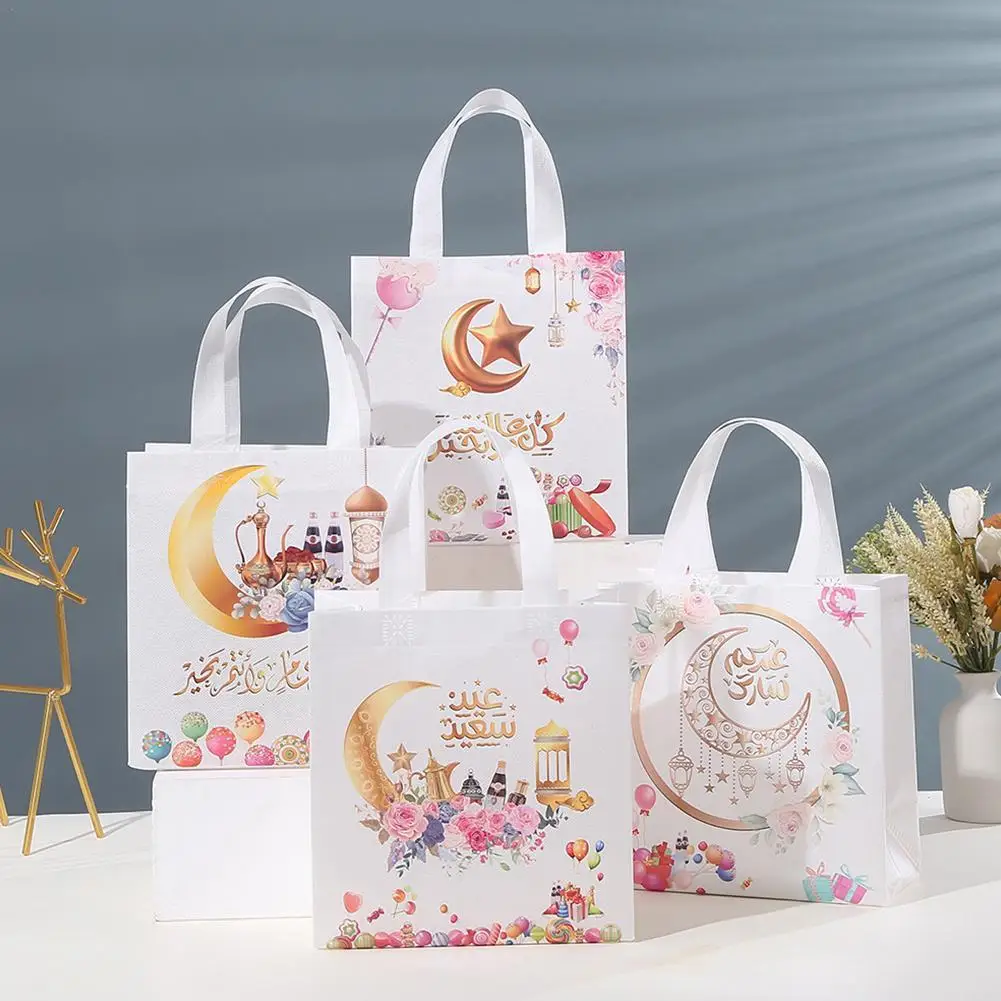 

Muslim Islamic Festival Printed Waterproof Gift Bag Non-woven Handbag Birthday Gift Packaging Bag Clothing Shopping Bag