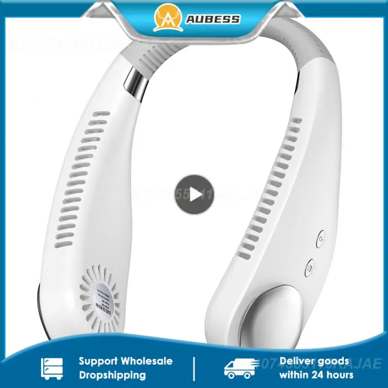 

2400 Mah Hanging Neck Fan Turbine Port 7-color Breathing Lights Air-conditioning Summer Supplies Air Cooler White 270g