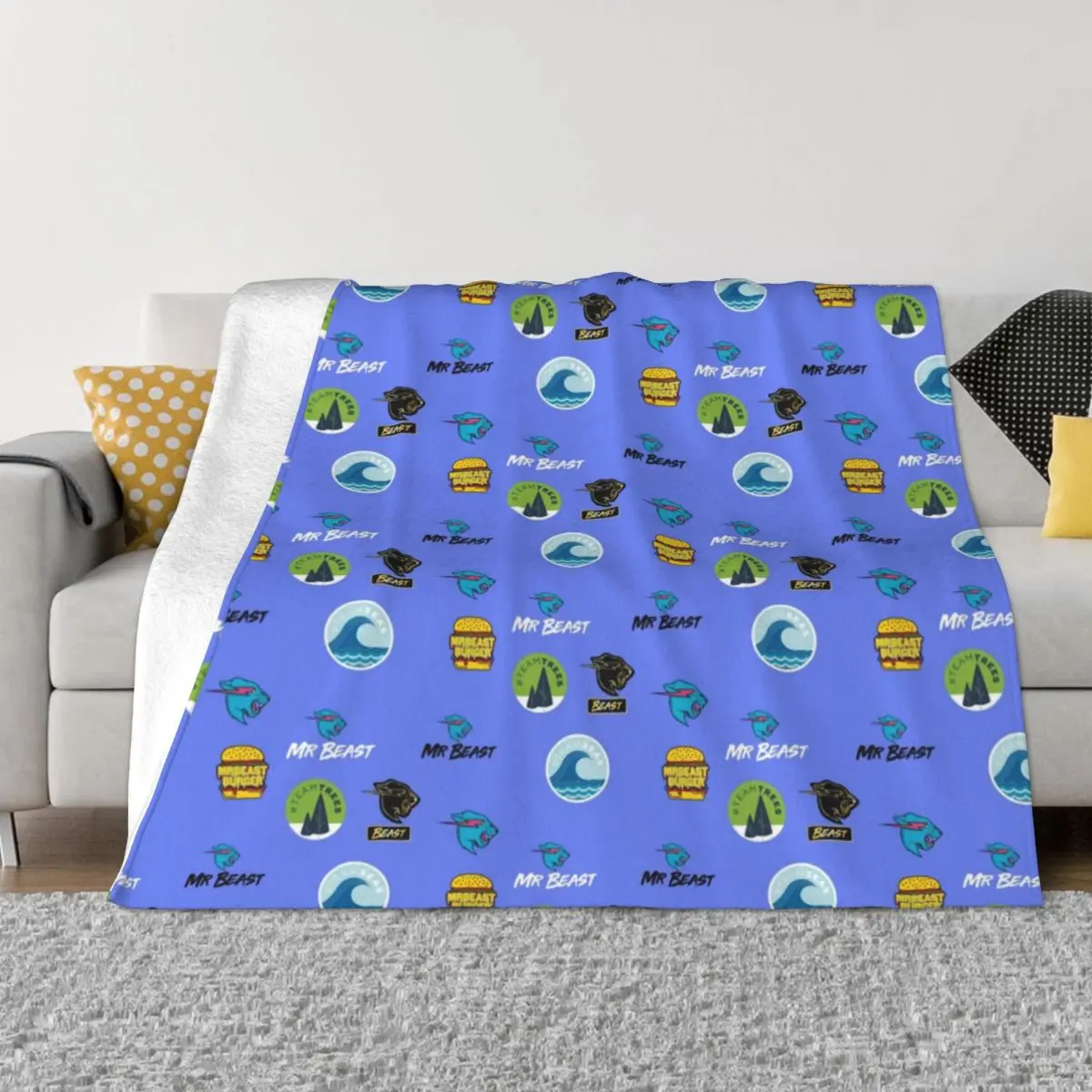 

Funny Mr Beast Gaming Blankets Fleece Spring Autumn Multi-function Super Warm Throw Blanket for Bed Bedroom Plush Thin Quilt