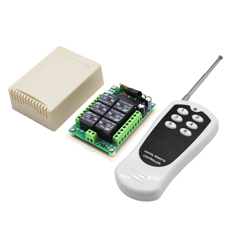 

DC 12V 24V 6 Channel Relay Module Wireless RF Remote Control Motor Light Switch 6CH Receiver Board 6 Button 433mhz Transmitter