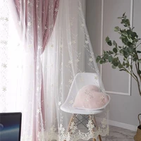 white embroidered tulle curtains for living room pastoral floral sheer voile curtain for bedroom kitchen window blinds drapes