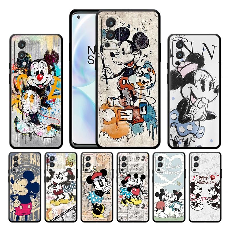 

Mickey & Minnie Anime Case For OnePlus Nord 2 CE 5G 9 9Pro 8T 7 7ro 6 6T 5T Pro Plus Silicone Soft Black Phone Cover Capa Coque