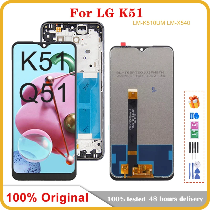 100% оригинальный для LG K51 K500, ЖК-дисплей с рамкой для LG K51 K500 K500UM кодирующий преобразователь сенсорного экрана в сборе