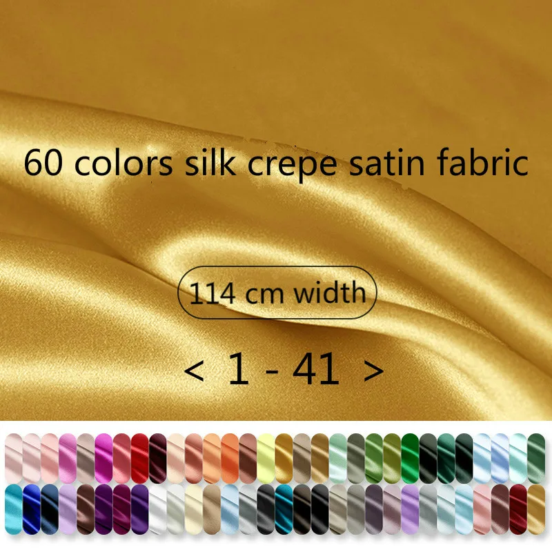 

Silk Crepe Satin Fabric Brand Fashion Design Solid Color for Dress Shirt Clothing Bedding Sewing Materials Wholesale by Meter
