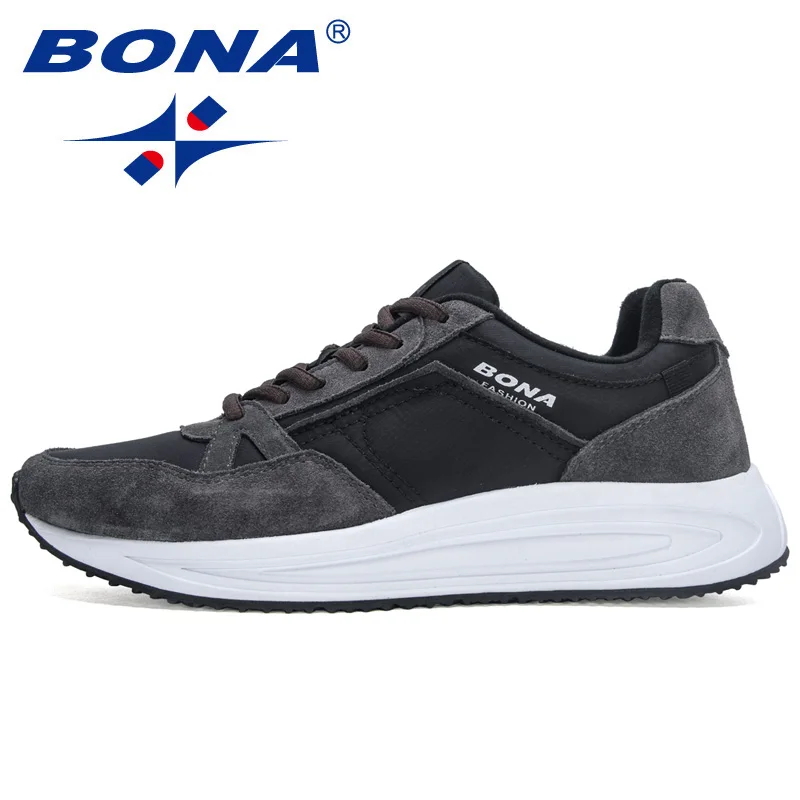 BONA 2022 New Designers Comfortable Fashion Suede Mesh Vulcanized Lace-Up Shoes Men Casual Sneakers Walking Footwear Mansculino