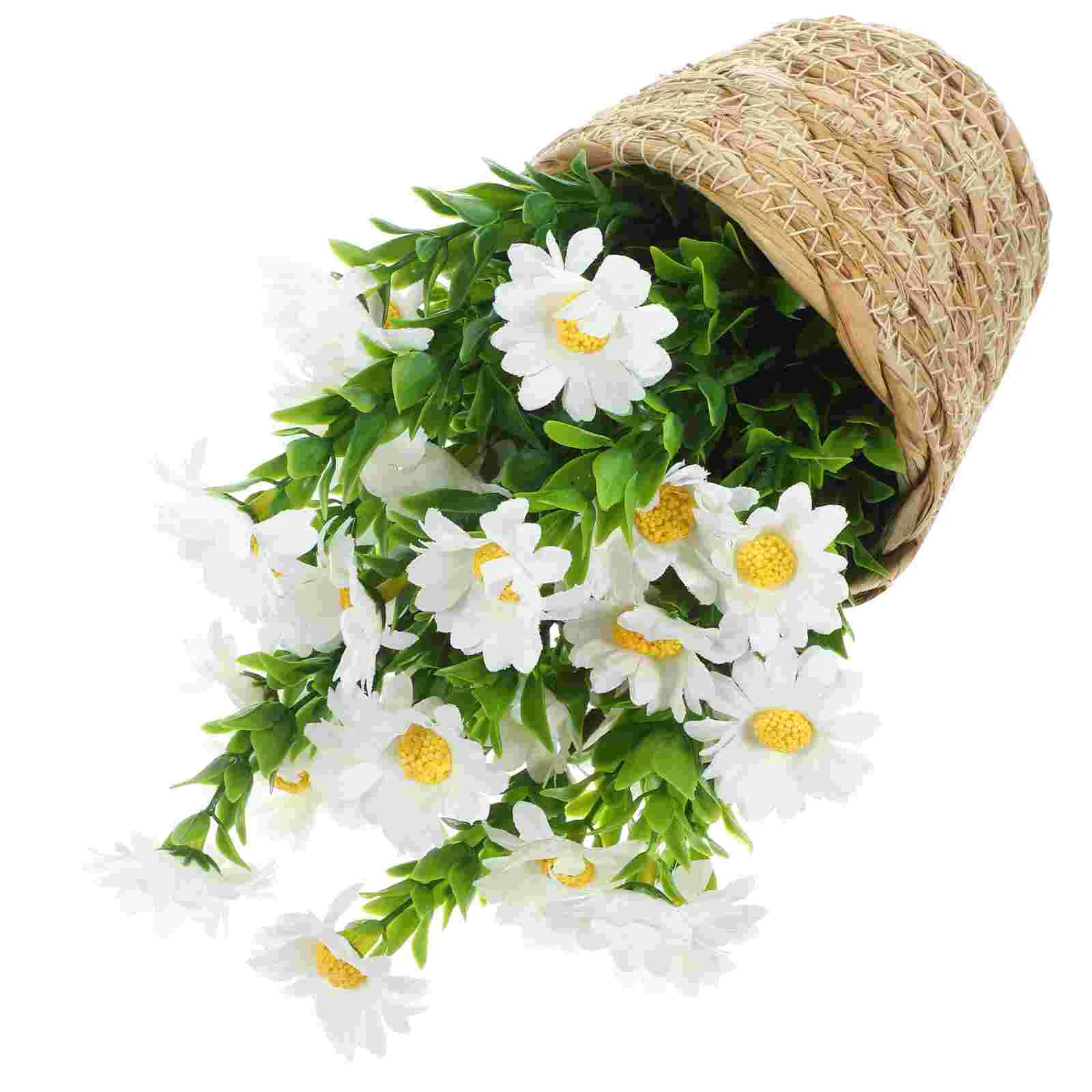 

Fake Plants Decor Desktop Small Bonsai Artificial Flowers Pot Rattan Decorative Potted Ornament