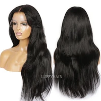 luffyhair 5x5 pu silk base lace front wig wavy 30inch long brazilan silk base lace front human hair wigs pre plucked 180 density