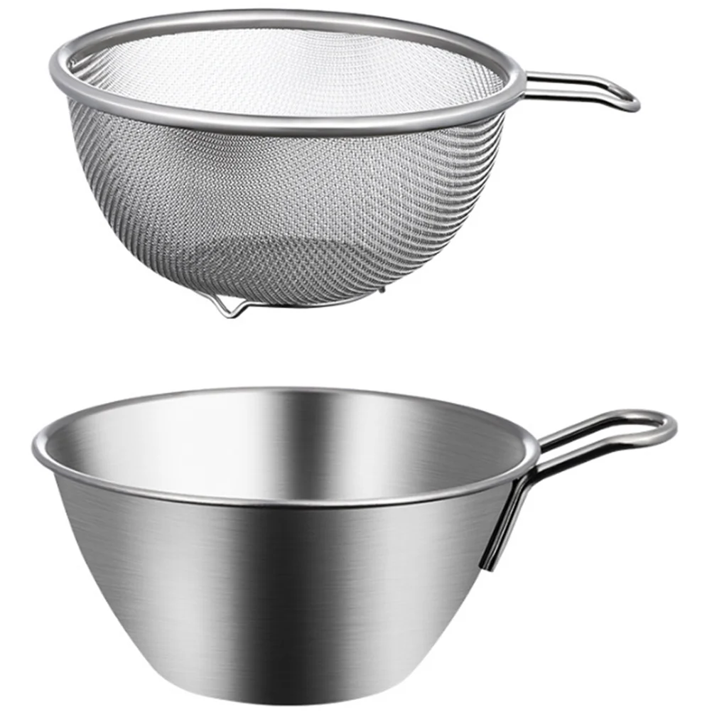 

Strainers And Colander Salad Mixing Bowl Fine Mesh Small Sieve Steel Cream For Kitchen