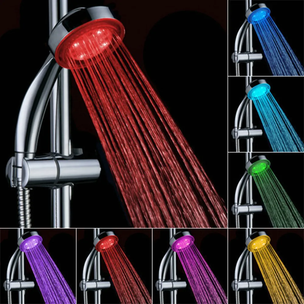 

Color Changeable Shower 7 Color Hand Handing Led Shower Head with Romantic Automatic LED Lights for Bathroom Free Shipping