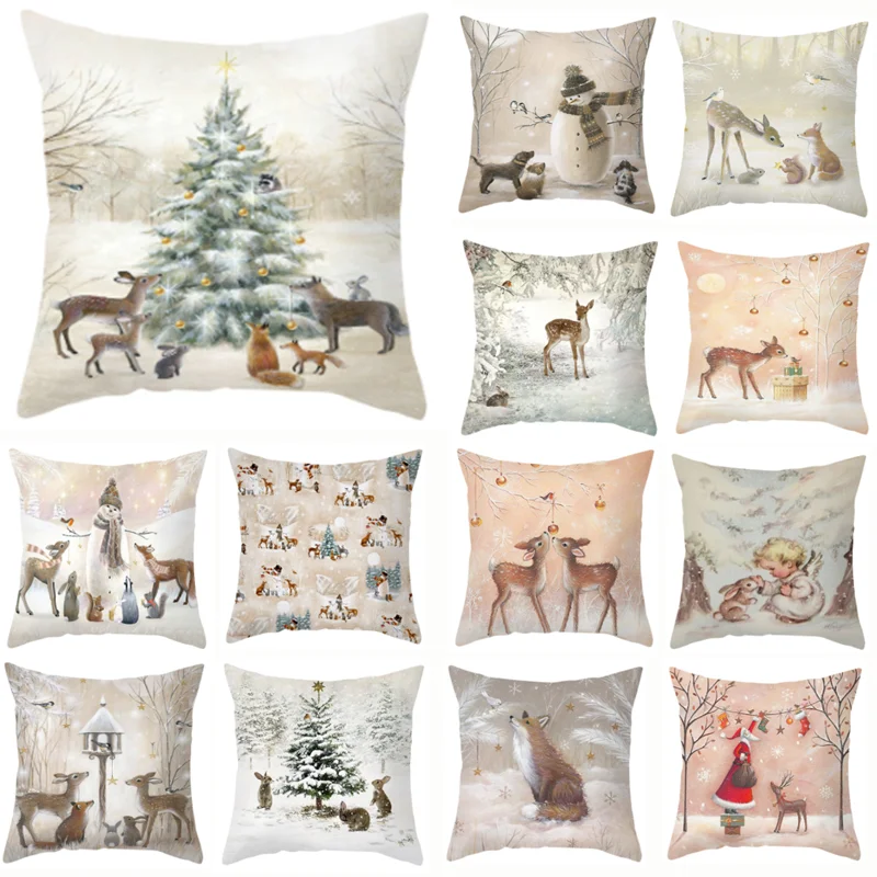 

Украшения для спальни, гостиной, украшение для домашнего дивана, Рождественская наволочка, чехол для подушки с рисунком леса