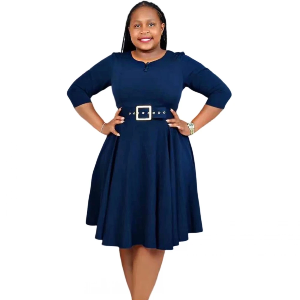 

Dashiki African Dresses For Women Summer O Neck Sexy Print 3/4 Sleeve Vestidos Fashion Casual Female Midi Dress 2023 Spring
