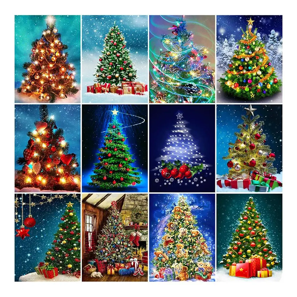 

cross stitch kit landscape 14ct metallic aida count canvas stitching embroidery DIY handmade needlework christmas trees