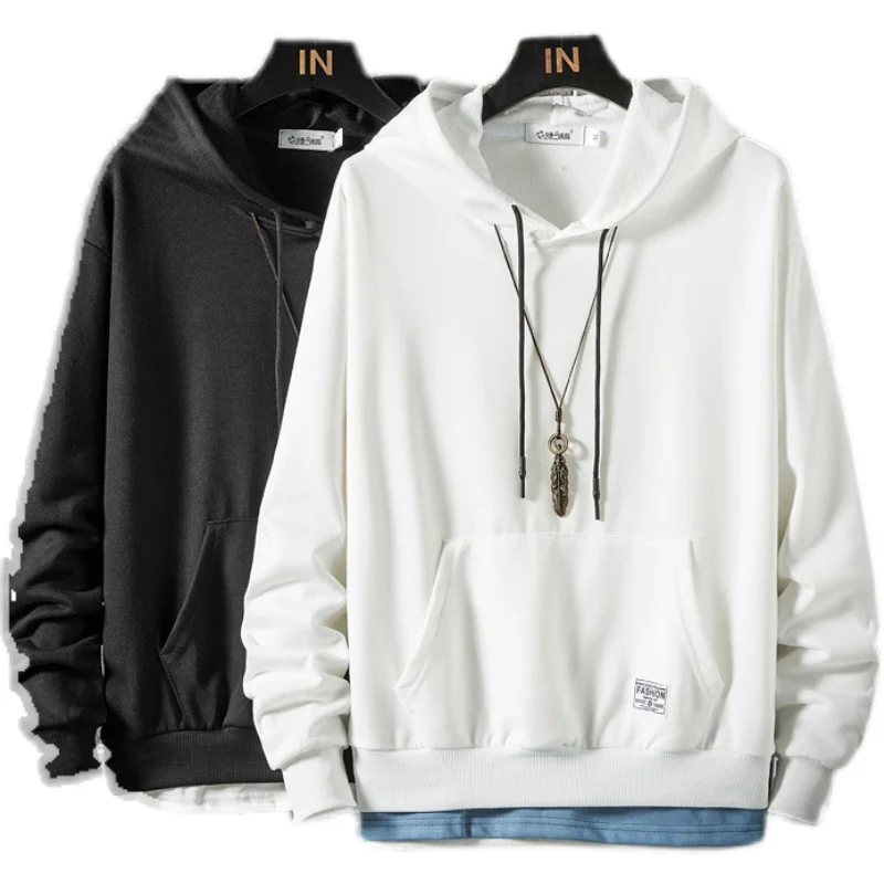 

For 2022 Autumn Spring Black Solid Korea Fashion Hoodies Men's Sweatshirts Hip Hop Punk Streetwear Casual Pullover