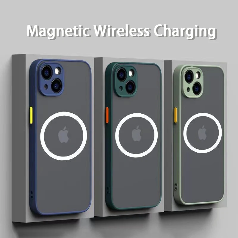 

Luxury Magnetic For Magsafe Wireless Charge Phone Case For iPhone 13 14 12 11 Pro Max Mini X XR XS 14Plus Shockproof Armor Cover