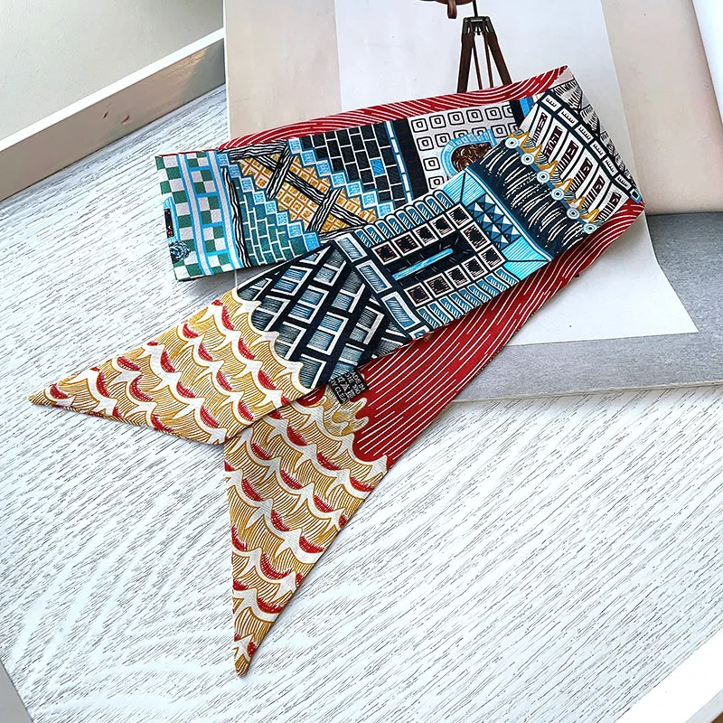 100% шелковый шарф-кольцо шейный платок осень 2023 Модный женский с принтом шарфы для