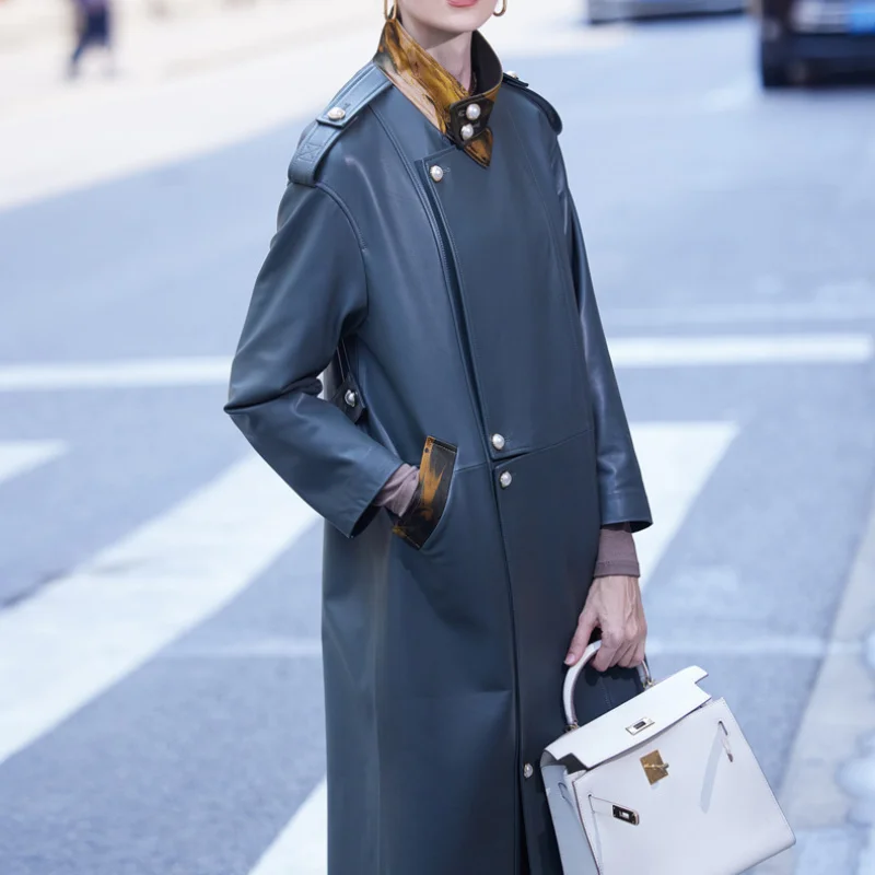 

2023 Genuine Leather Jacket Women Fashion Real Sheepskin Coat Women Clothing Autumn Winter Long Trench Coats Chaqueta Mujer LM