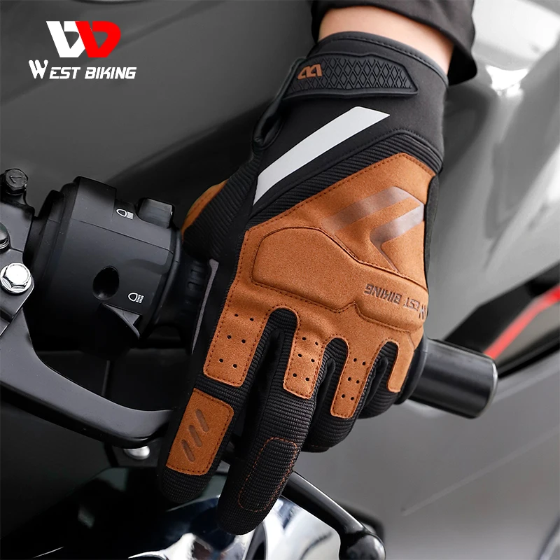 

WEST BIKING Motorcycle Cycling Gloves Shockproof Full Finger Bike Gloves Touch Screen Sport Gloves Men Women MTB Bicycle Gloves