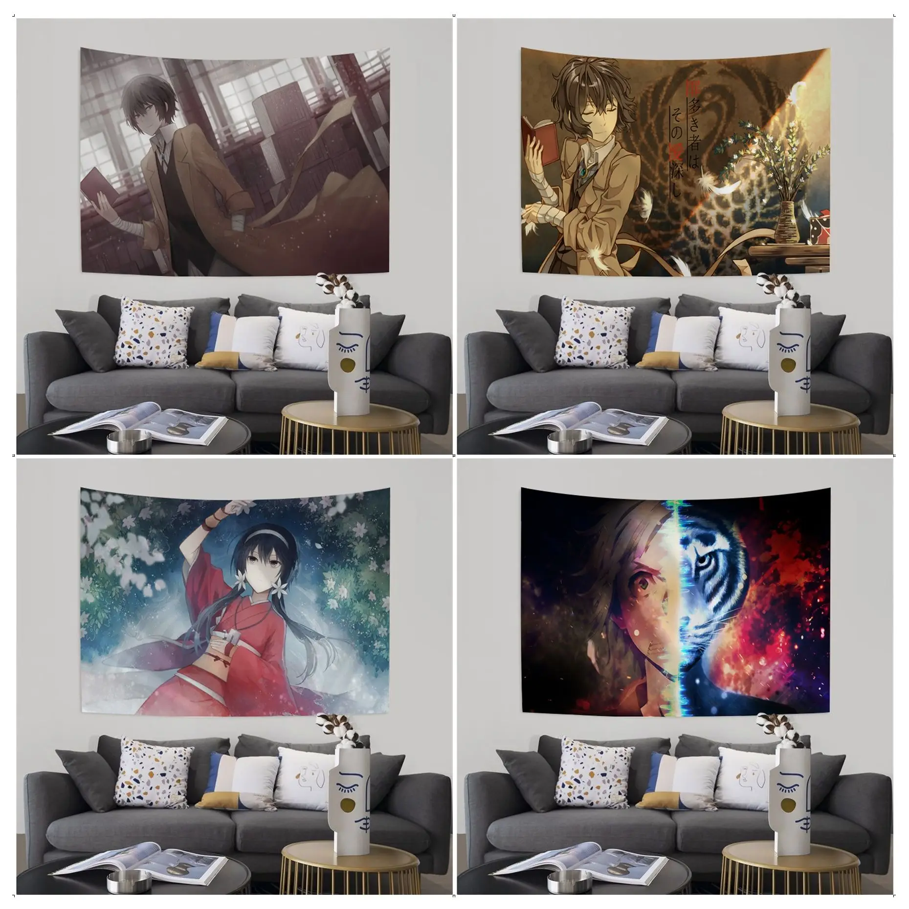 

Bungou Stray Dogs Wall Tapestry Cheap Hippie Wall Hanging Bohemian Wall Tapestries Mandala Home Decor