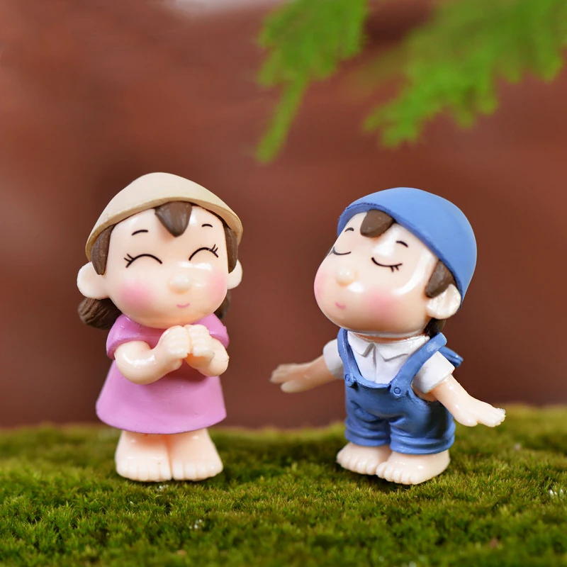 

1Pair Smile Couple Lovers Figurines Miniature Craft Sweety Fairy Valentine's Day Gift Home Garden Decoration Ornament