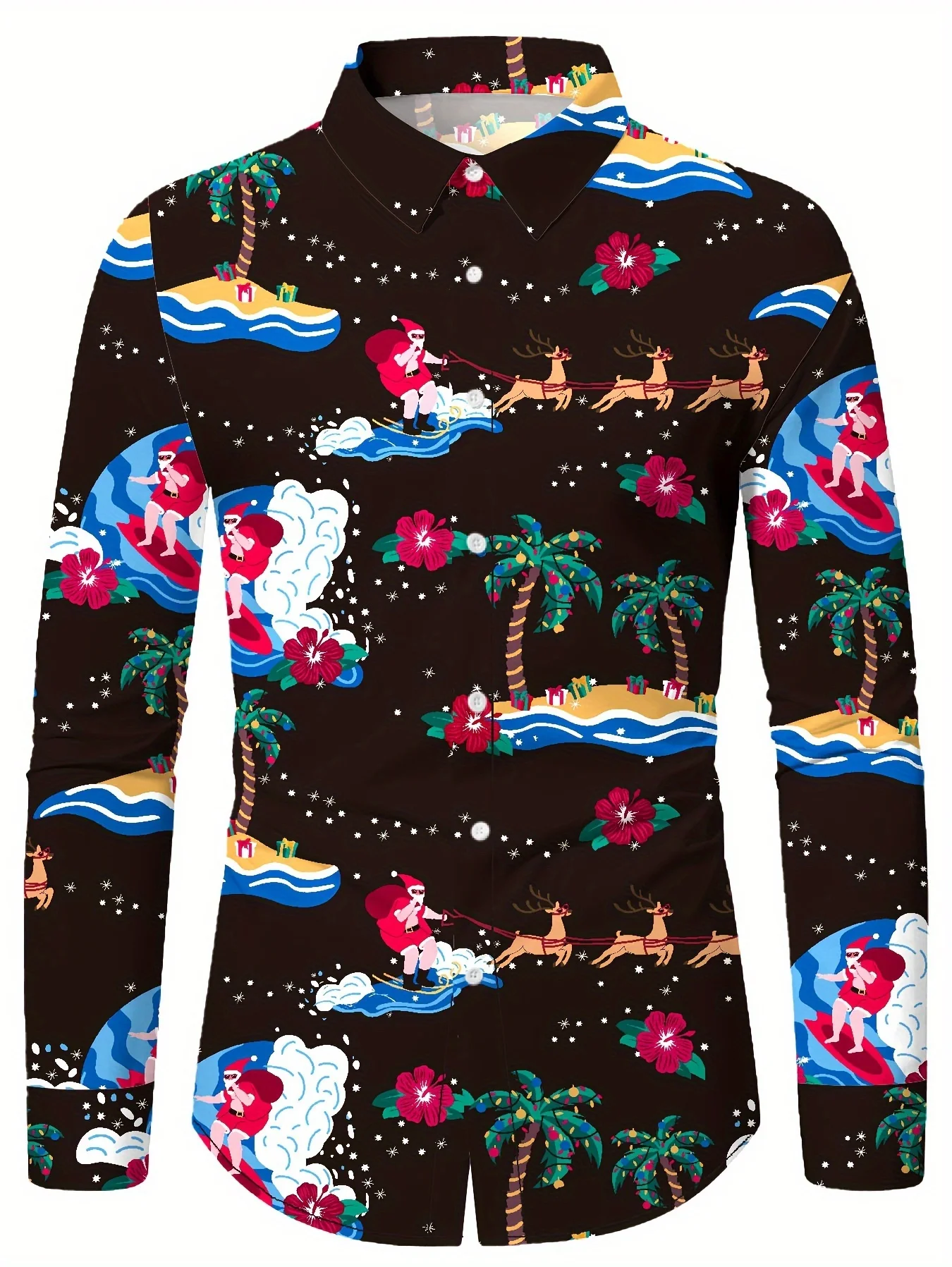 Мужская рубашка с 3D принтом Санта-Клауса