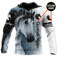 beautiful horse personalized name 3d printed mens hoodies sweatshirt autumn unisex zipper hoodie casual sportswear dw881