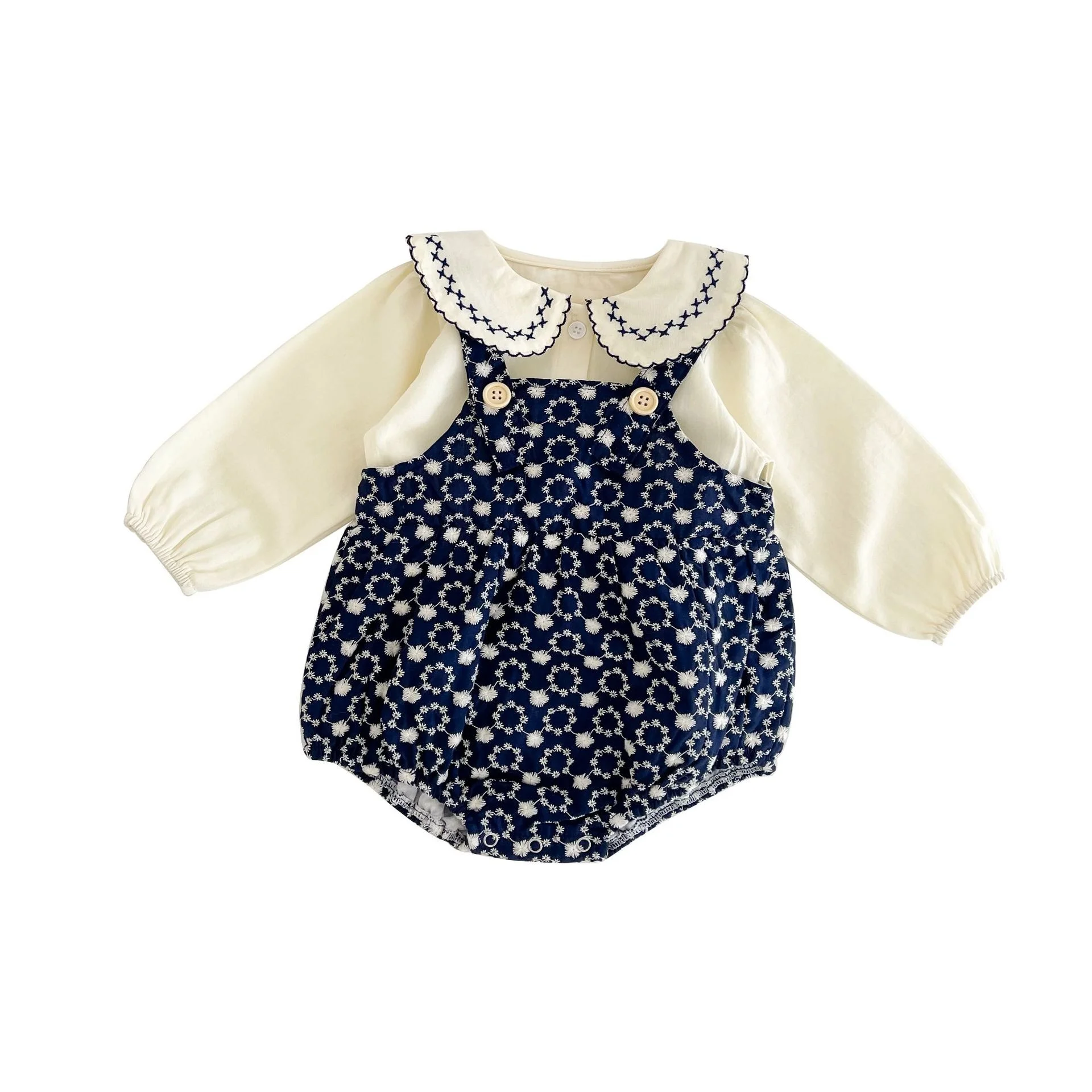 

Two-piece Clothes Set Baby Girls Rompers+shirt Spring And Autumn Triangle Climbing Boutique Kids Clothing 0-3-year-old