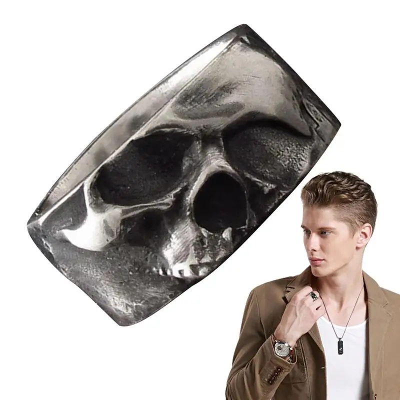 

Skull Ring Punk Skull Band Rings Skeleton Heads Design Thumb Ring Retro Motorcycle Biker Rings for Birthday Halloween Gift