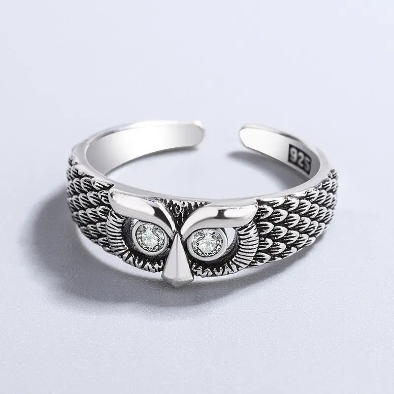 

Ring Female Korean Version of The Simple Owl Zircon Ring Fashion Texture Literary Mori Personality Hand Jewelry