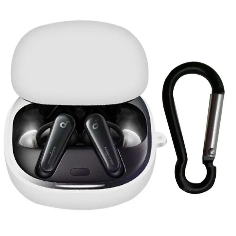 

For Ankers Liberty 4 Wireless Earphone Case Silicone Wireless Earphones Cover Soft Earbuds Protective Case With Carabiner