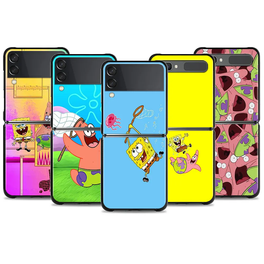 

Celular Funda Samsung Galaxy Z Flip3 5G Flip Case Hard PC Cover Phone Coque Carcasa Fundas Bob Esponja BA6