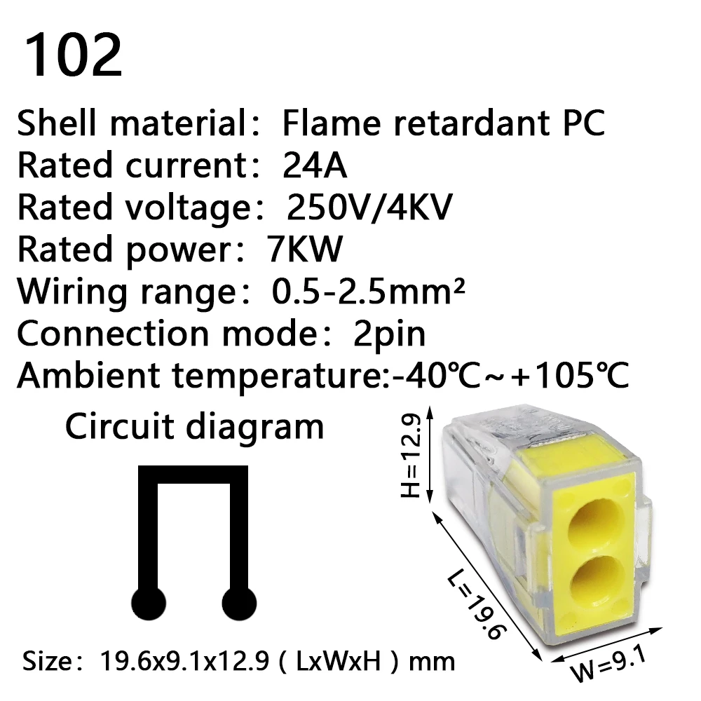 Wire Connectors 102/104/106/108 Compact Mini Fast Wiring Cable Conector For Junction Box Conductors Push-in Terminal Block |