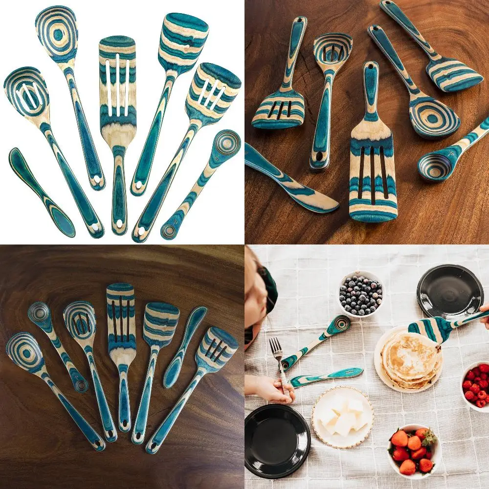 

Cookware Awesome Mykonos Collection 7 Piece Wooden Cooking Utensil Set, Safe Nonstick Cookware to Use with Efficiency and Safety