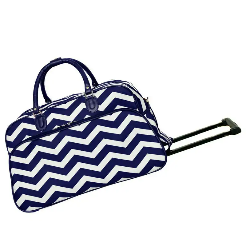 

Prints 21-Inch Carry-On Rolling Duffel Bag - Navy White Chevron