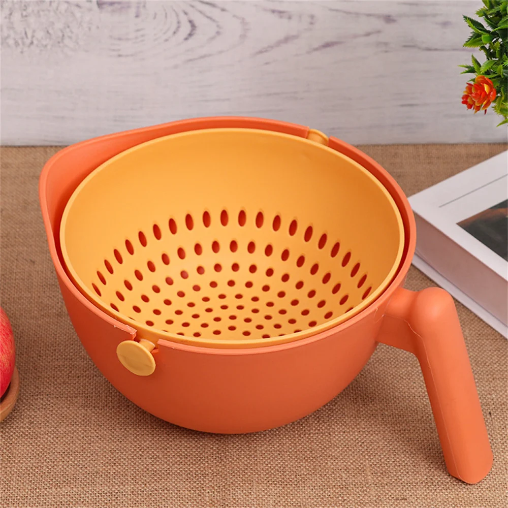 

Hollow Drainage Storage Basket Multifunctional Bottom Slip Ring Fruit Drainage Basket Handle Design Fruit Basin Drainage Basket