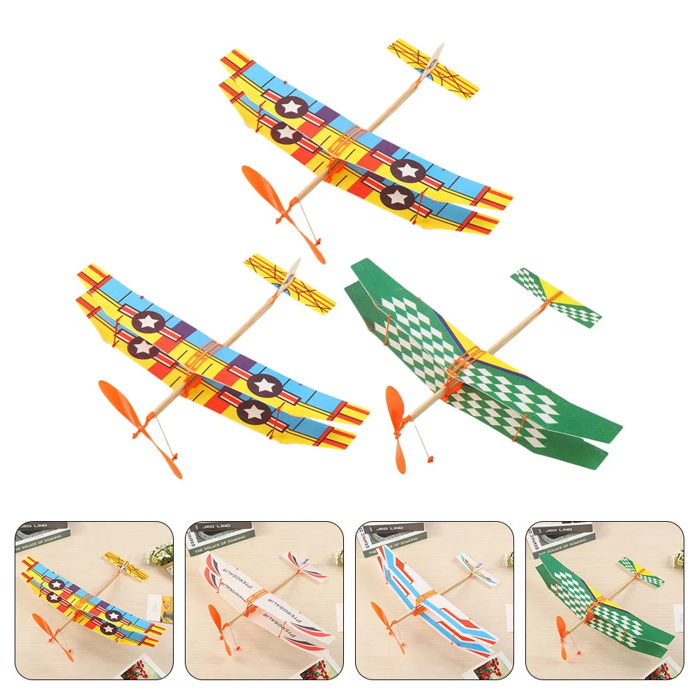 

3pcs Funny Rubber Band Powered Airplane Models Kids Playthings (As Shown)
