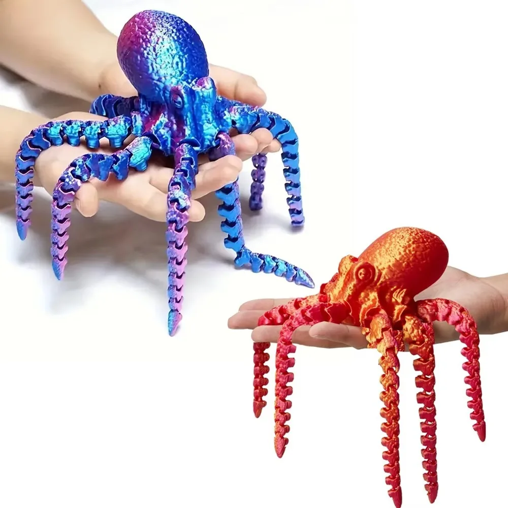 Новая 3D-печатная фигурка осьминога красочная игрушка-кальмар 17 см с гибкими