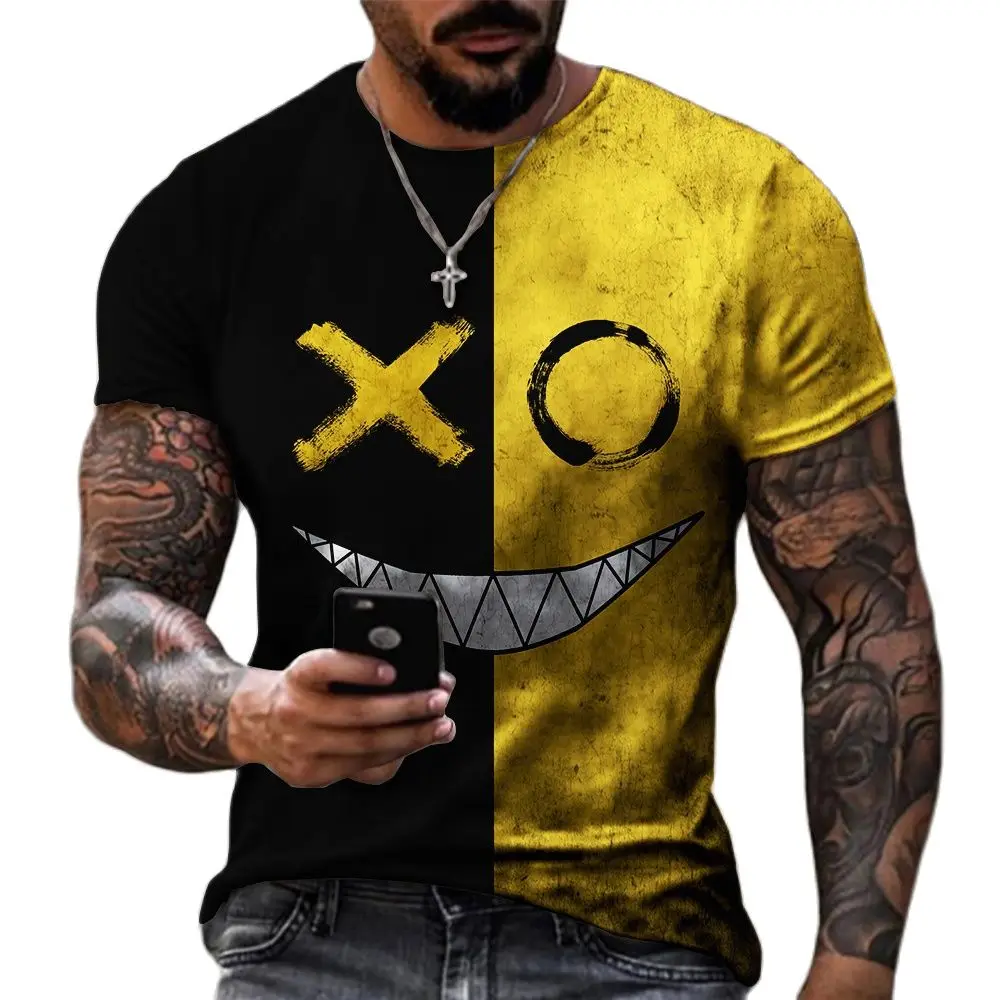 

2022 Simple Design Smiley Face Funny Humor Men and Women Shirt Spoof Clothes Size Shirt Breathable Casual Oversized T-shirt Top