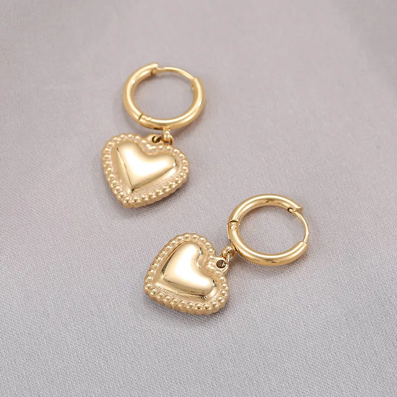 

Love ring earrings cold wind personality clash color earrings 14K gold-plated ear rings